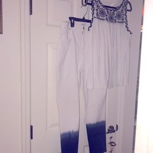 Crown & Ivy  Embroidered Top & Jeans Bundle